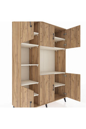 Hyperion Dolap 9 Raflı 6 Kapaklı 132x44x195 Çam-Çam/Aytaşı