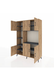 Hyperion Dolap 9 Raflı 6 Kapaklı 132x44x195 Çam-Çam/Antrasit