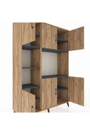 Hyperion Dolap 9 Raflı 6 Kapaklı 132x44x195 Çam-Çam/Antrasit