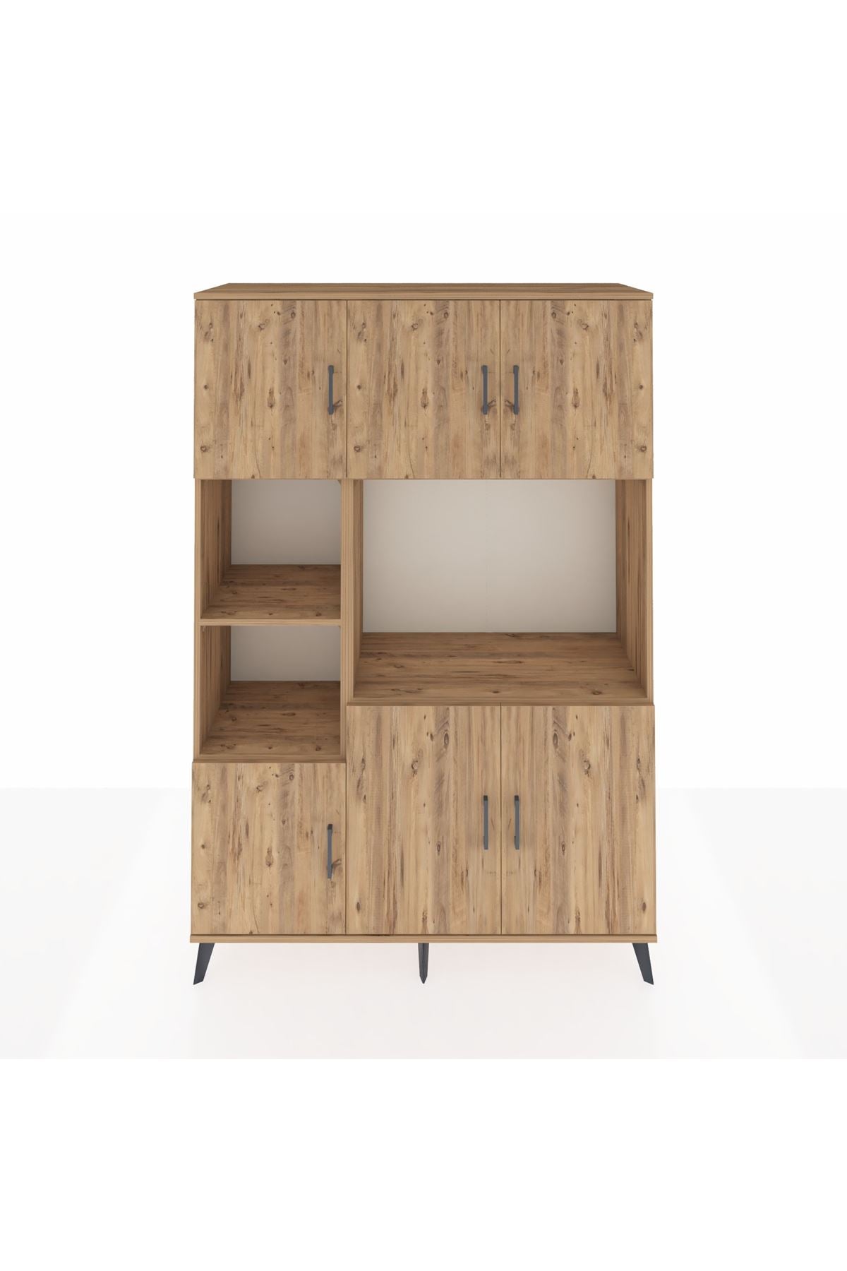 Hyperion Dolap 9 Raflı 6 Kapaklı 132x44x195 Çam-Çam/Çam