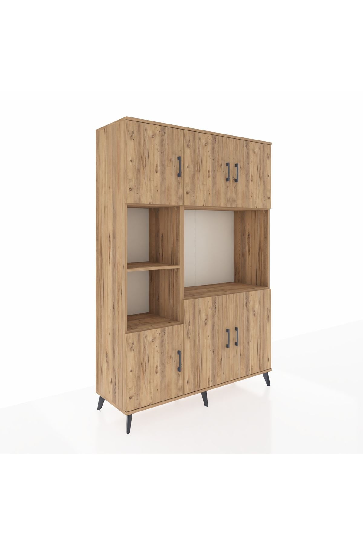 Hyperion Dolap 9 Raflı 6 Kapaklı 132x44x195 Çam-Çam/Çam