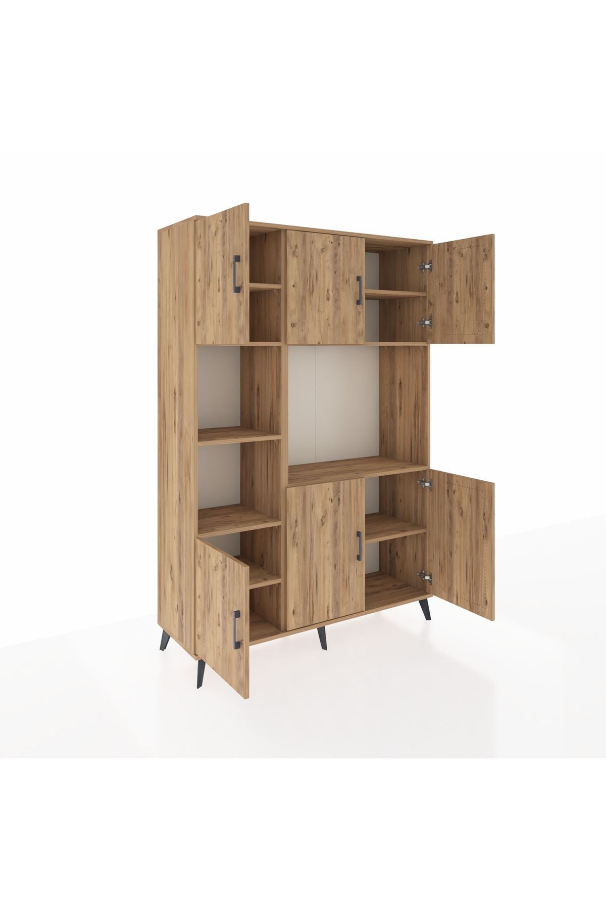 Hyperion Dolap 9 Raflı 6 Kapaklı 132x44x195 Çam-Çam/Çam