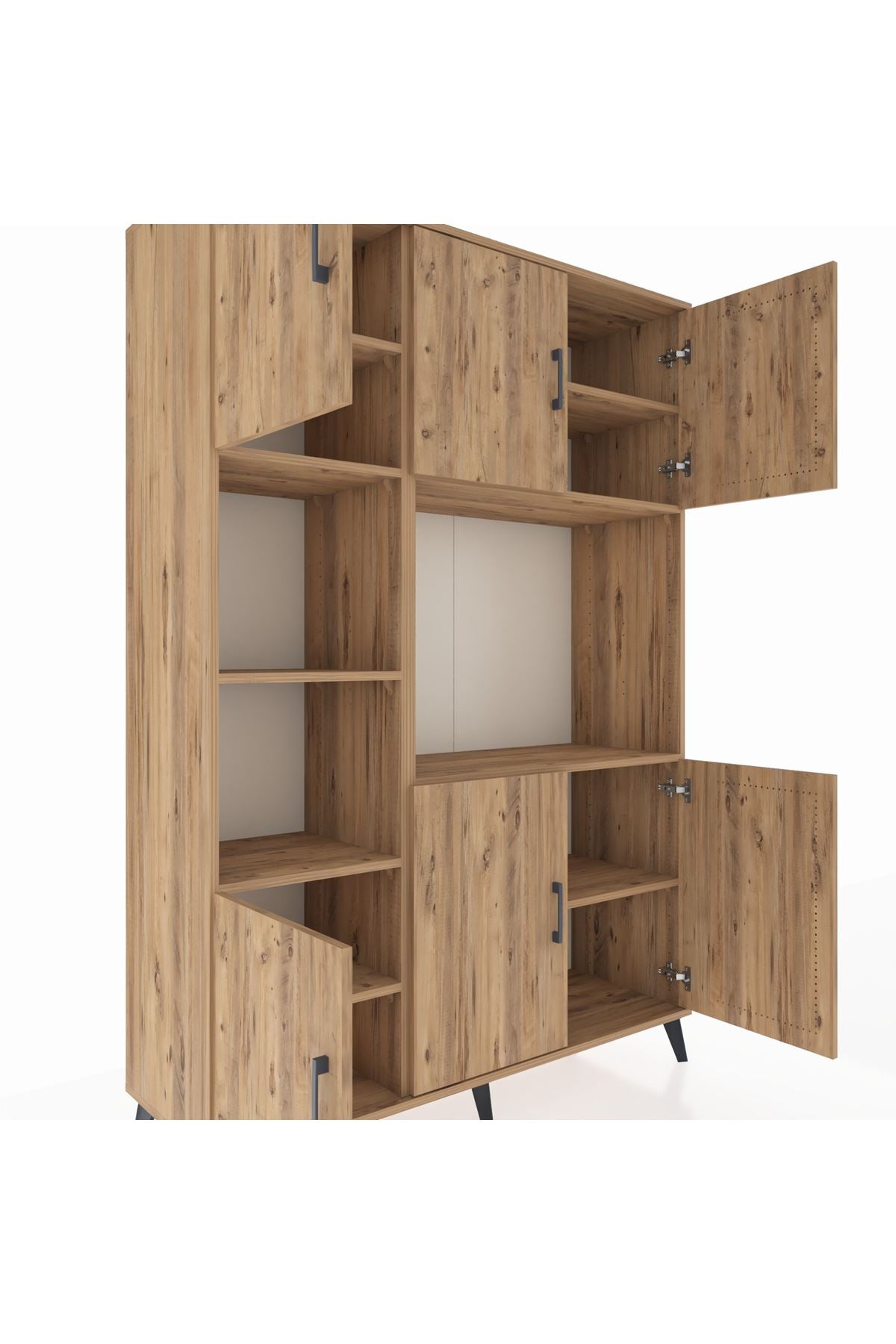 Hyperion Dolap 9 Raflı 6 Kapaklı 132x44x195 Çam-Çam/Çam