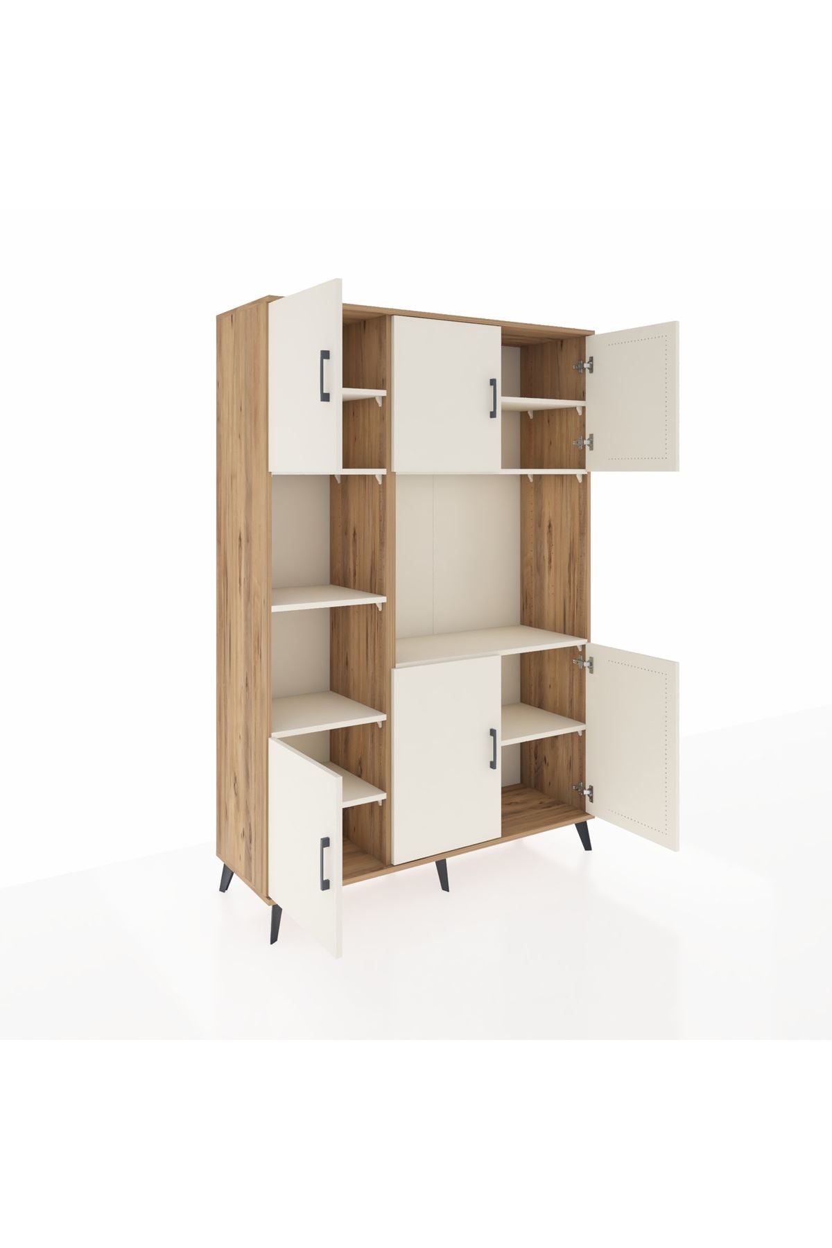 Hyperion Dolap 9 Raflı 6 Kapaklı 132x44x195 Çam-Aytaşı/Aytaşı