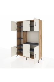 Hyperion Dolap 9 Raflı 6 Kapaklı 132x44x195 Çam-Aytaşı/Antrasit