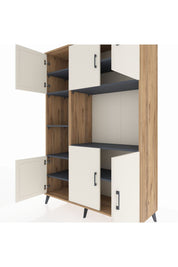 Hyperion Dolap 9 Raflı 6 Kapaklı 132x44x195 Çam-Aytaşı/Antrasit