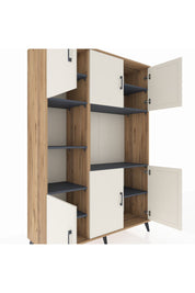 Hyperion Dolap 9 Raflı 6 Kapaklı 132x44x195 Çam-Aytaşı/Antrasit