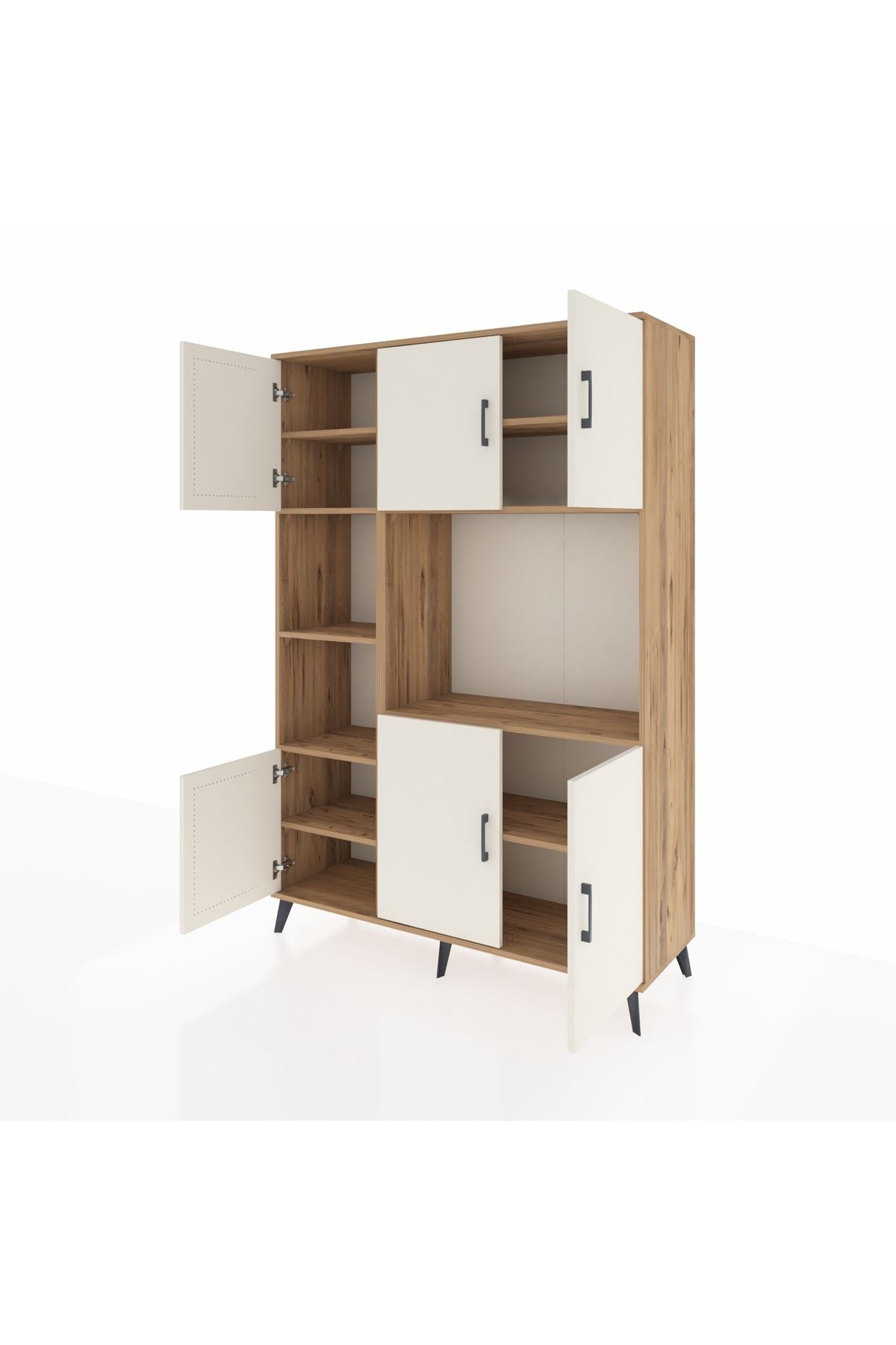 Hyperion Dolap 9 Raflı 6 Kapaklı 132x44x195 Çam-Aytaşı/Çam