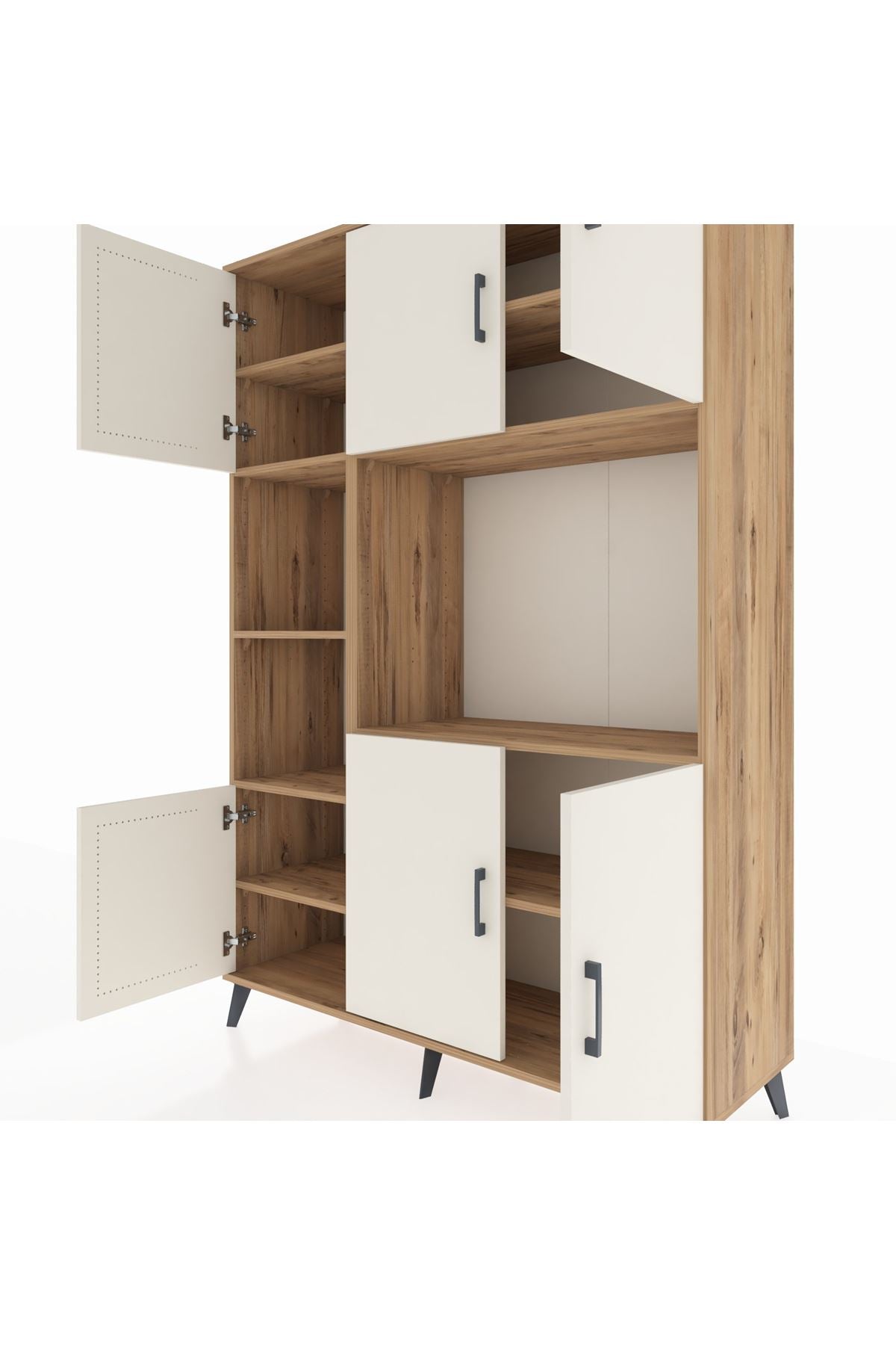 Hyperion Dolap 9 Raflı 6 Kapaklı 132x44x195 Çam-Aytaşı/Çam