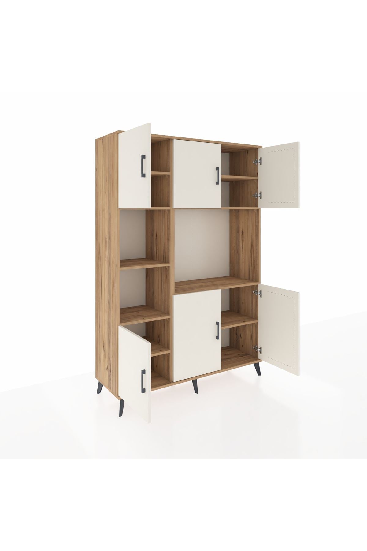 Hyperion Dolap 9 Raflı 6 Kapaklı 132x44x195 Çam-Aytaşı/Çam