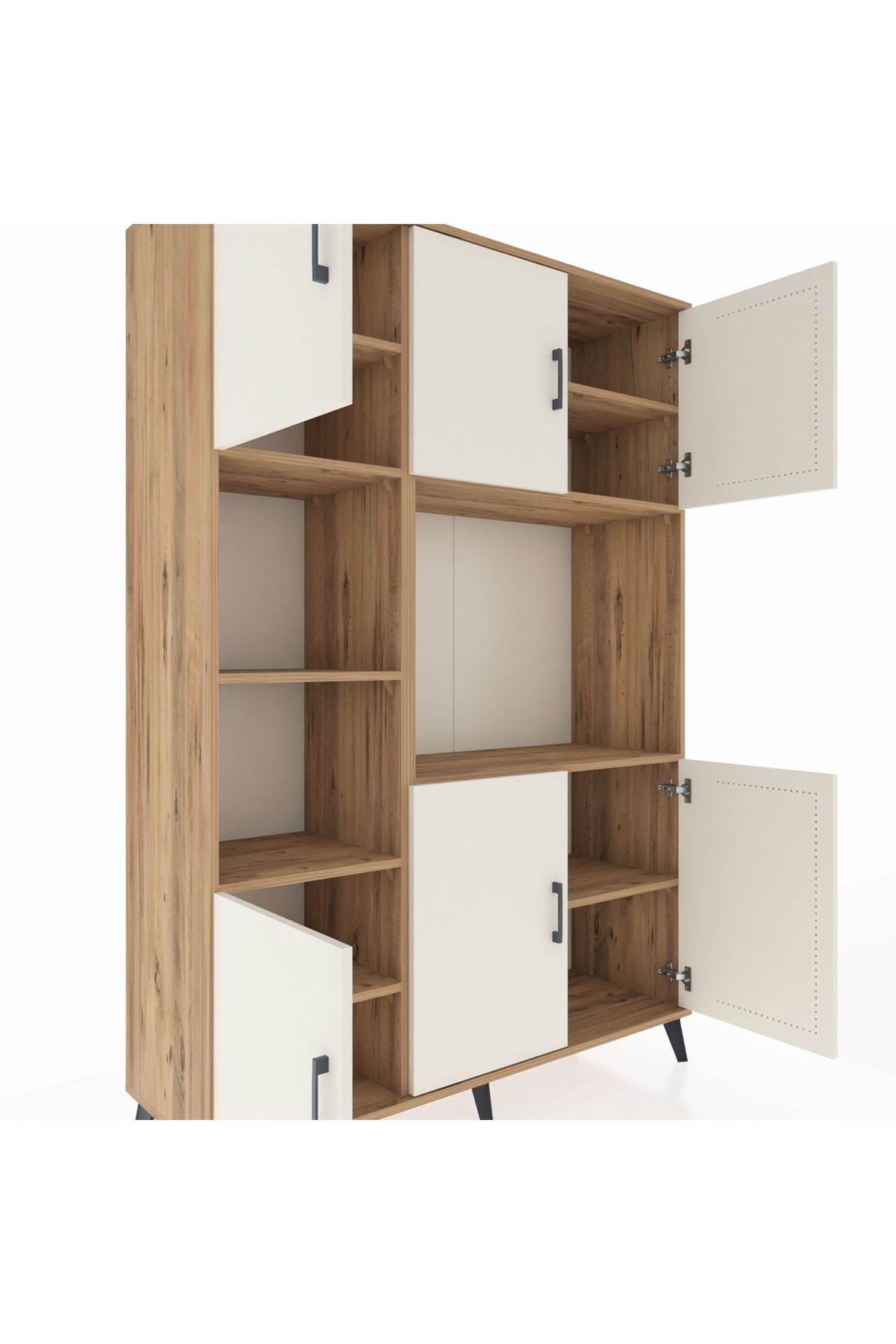 Hyperion Dolap 9 Raflı 6 Kapaklı 132x44x195 Çam-Aytaşı/Çam