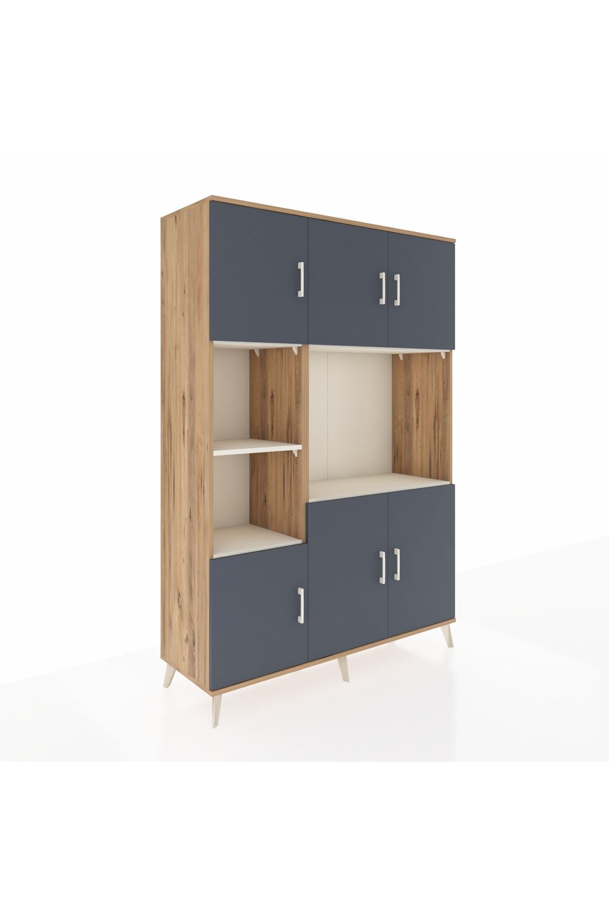 Hyperion Dolap 9 Raflı 6 Kapaklı 132x44x195 Çam-Antrasit/Aytaşı