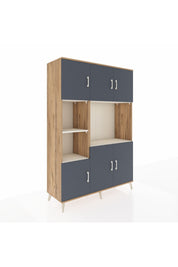 Hyperion Dolap 9 Raflı 6 Kapaklı 132x44x195 Çam-Antrasit/Aytaşı