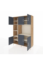 Hyperion Dolap 9 Raflı 6 Kapaklı 132x44x195 Çam-Antrasit/Aytaşı