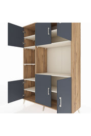 Hyperion Dolap 9 Raflı 6 Kapaklı 132x44x195 Çam-Antrasit/Aytaşı