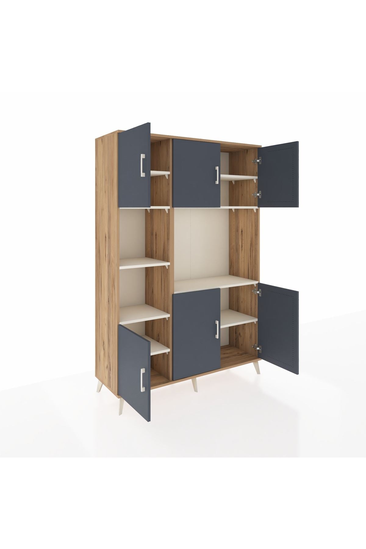 Hyperion Dolap 9 Raflı 6 Kapaklı 132x44x195 Çam-Antrasit/Aytaşı