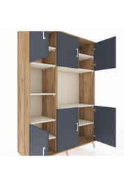 Hyperion Dolap 9 Raflı 6 Kapaklı 132x44x195 Çam-Antrasit/Aytaşı