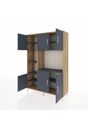 Hyperion Dolap 9 Raflı 6 Kapaklı 132x44x195 Çam-Antrasit/Antrasit