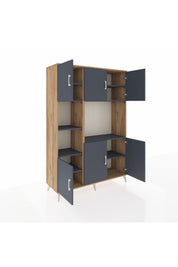 Hyperion Dolap 9 Raflı 6 Kapaklı 132x44x195 Çam-Antrasit/Antrasit