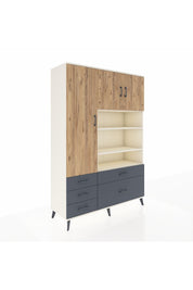 Hyperion Dolap 9 Raflı 5 Çekmeceli 3 Kapaklı 132x44x195 Aytaşı-Çam/Antrasit