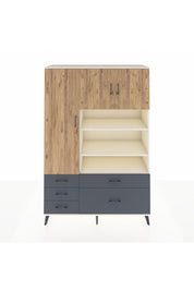 Hyperion Dolap 9 Raflı 5 Çekmeceli 3 Kapaklı 132x44x195 Aytaşı-Çam/Antrasit