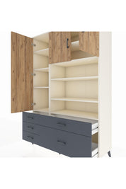 Hyperion Dolap 9 Raflı 5 Çekmeceli 3 Kapaklı 132x44x195 Aytaşı-Çam/Antrasit