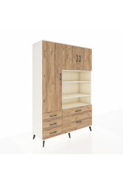 Hyperion Dolap 9 Raflı 5 Çekmeceli 3 Kapaklı 132x44x195 Aytaşı-Çam/Çam