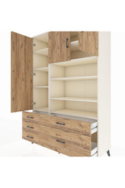 Hyperion Dolap 9 Raflı 5 Çekmeceli 3 Kapaklı 132x44x195 Aytaşı-Çam/Çam