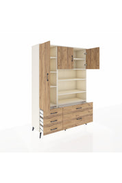 Hyperion Dolap 9 Raflı 5 Çekmeceli 3 Kapaklı 132x44x195 Aytaşı-Çam/Çam