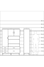 Hyperion Dolap 9 Raflı 5 Çekmeceli 3 Kapaklı 132x44x195 Aytaşı-Çam/Çam
