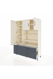 Hyperion Dolap 9 Raflı 5 Çekmeceli 3 Kapaklı 132x44x195 Aytaşı-Aytaşı/Antrasit