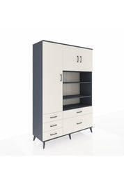 Hyperion Dolap 9 Raflı 5 Çekmeceli 3 Kapaklı 132x44x195 Antrasit-Aytaşı/Aytaşı