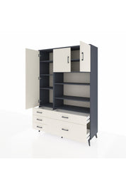 Hyperion Dolap 9 Raflı 5 Çekmeceli 3 Kapaklı 132x44x195 Antrasit-Aytaşı/Aytaşı