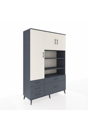 Hyperion Dolap 9 Raflı 5 Çekmeceli 3 Kapaklı 132x44x195 Antrasit-Aytaşı/Antrasit