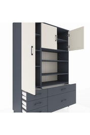 Hyperion Dolap 9 Raflı 5 Çekmeceli 3 Kapaklı 132x44x195 Antrasit-Aytaşı/Antrasit