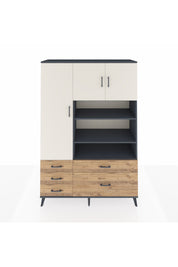 Hyperion Dolap 9 Raflı 5 Çekmeceli 3 Kapaklı 132x44x195 Antrasit-Aytaşı/Çam