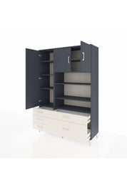 Hyperion Dolap 9 Raflı 5 Çekmeceli 3 Kapaklı 132x44x195 Antrasit-Antrasit/Aytaşı