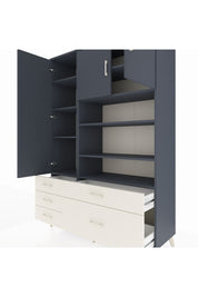 Hyperion Dolap 9 Raflı 5 Çekmeceli 3 Kapaklı 132x44x195 Antrasit-Antrasit/Aytaşı