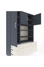 Hyperion Dolap 9 Raflı 5 Çekmeceli 3 Kapaklı 132x44x195 Antrasit-Antrasit/Aytaşı