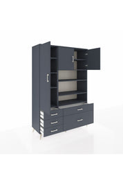 Hyperion Dolap 9 Raflı 5 Çekmeceli 3 Kapaklı 132x44x195 Antrasit-Antrasit/Antrasit