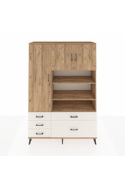 Hyperion Dolap 9 Raflı 5 Çekmeceli 3 Kapaklı 132x44x195 Çam-Çam/Aytaşı