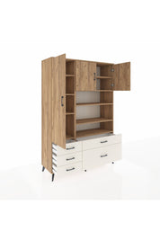 Hyperion Dolap 9 Raflı 5 Çekmeceli 3 Kapaklı 132x44x195 Çam-Çam/Aytaşı
