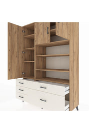 Hyperion Dolap 9 Raflı 5 Çekmeceli 3 Kapaklı 132x44x195 Çam-Çam/Aytaşı