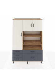 Hyperion Dolap 9 Raflı 5 Çekmeceli 3 Kapaklı 132x44x195 Çam-Aytaşı/Antrasit