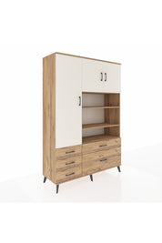 Hyperion Dolap 9 Raflı 5 Çekmeceli 3 Kapaklı 132x44x195 Çam-Aytaşı/Çam