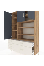 Hyperion Dolap 9 Raflı 5 Çekmeceli 3 Kapaklı 132x44x195 Çam-Antrasit/Aytaşı