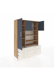 Hyperion Dolap 9 Raflı 5 Çekmeceli 3 Kapaklı 132x44x195 Çam-Antrasit/Aytaşı