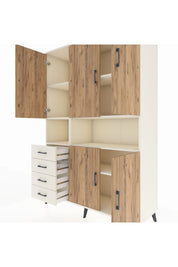 Hyperion Dolap 7 Raflı 4 Çekmeceli 5 Kapaklı 132x44x195 Aytaşı-Çam/Aytaşı