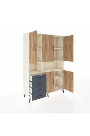 Hyperion Dolap 7 Raflı 4 Çekmeceli 5 Kapaklı 132x44x195 Aytaşı-Çam/Antrasit