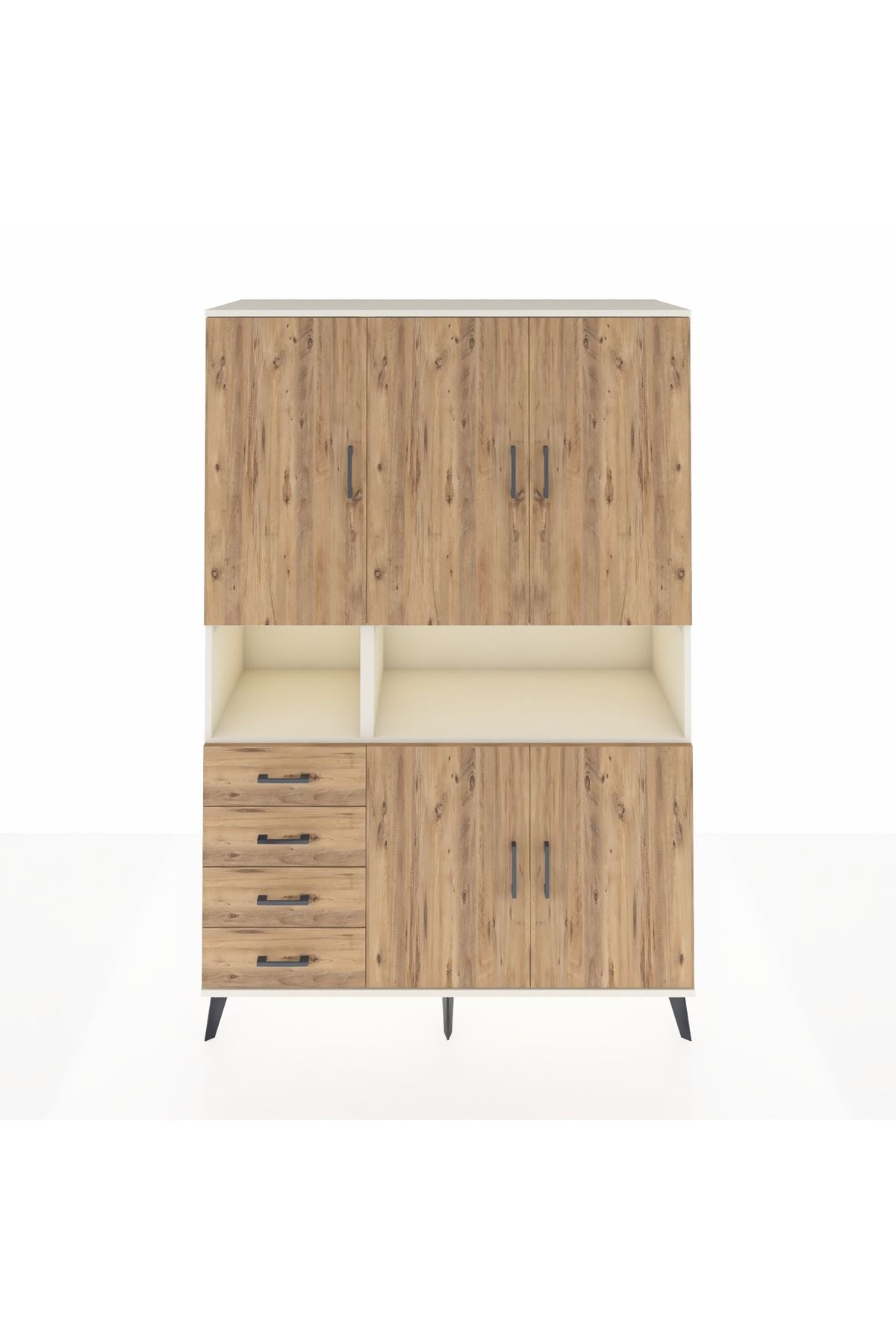 Hyperion Dolap 7 Raflı 4 Çekmeceli 5 Kapaklı 132x44x195 Aytaşı-Çam/Çam